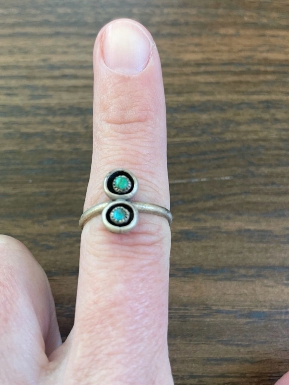 Turquoise Accent Silver-Color Open Band Ring - Women Jewelry